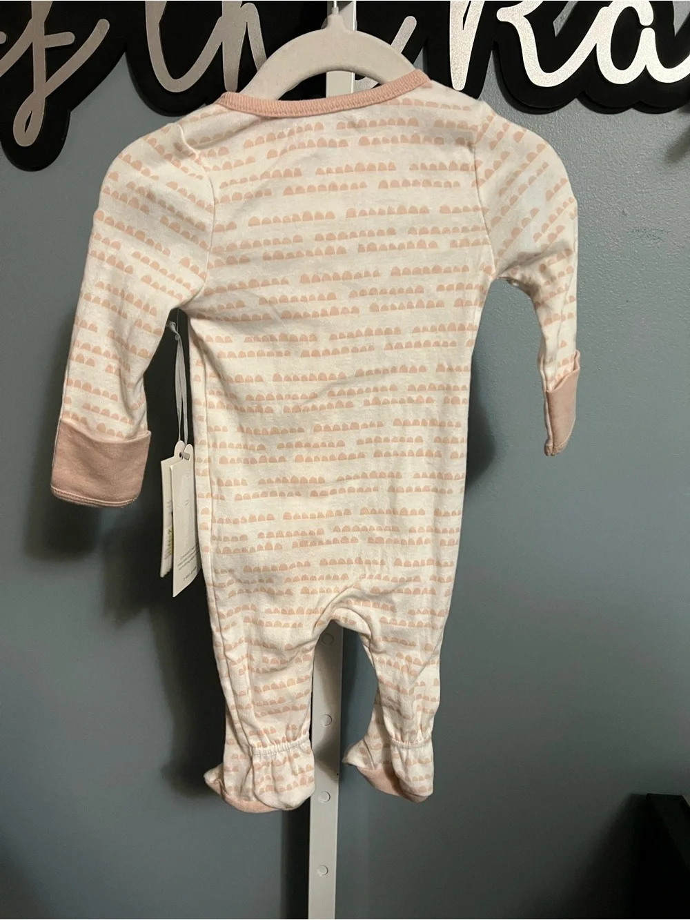 Cloud Island Baby Girls' Pink & White Printed One-Piece Footed Sleepsuit NWT 0-3